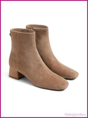 Womens Ankle Boots Chunky Heel Suede Fall Boots